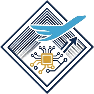 FlyHomeMN Tech logo: a plane climbing over a circuit inside a diamond